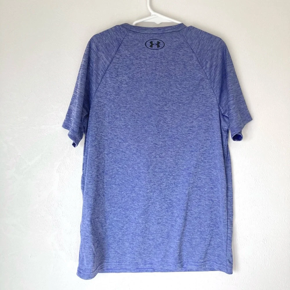 NWT Under Armour Tech Split Logo Hybrid T-Shirt Blue Size M